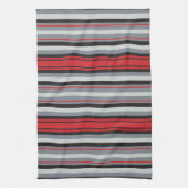 Linge De Cuisine Rouge et gris rayé  (Vertical)