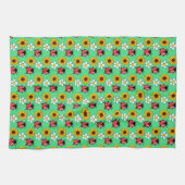 Linge De Cuisine Rouge Et Noir Ladybug Avec Fleurs (Horizontal)
