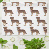 Linge De Cuisine Rouge Et Tan Rottweiler Motif De Dessin Cartograph (Plié)