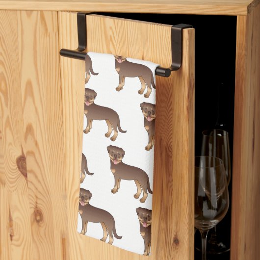 Linge De Cuisine Rouge Et Tan Rottweiler Motif De Dessin Cartograph (Pliage en tiers)