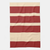 Linge De Cuisine Rouge foncé + Larges Rayures Crème (Vertical)