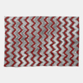 Linge De Cuisine Rouge Glam argent blanc Zigzag rayures (Horizontal)