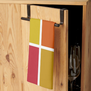 Linge De Cuisine Rouge, Jaune, Or et Carré orange