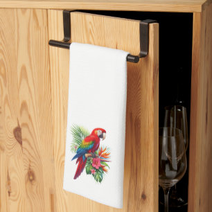 Linge De Cuisine Rouge macaw tropical floral