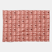 Linge De Cuisine Rouge Motif rose éléphant (Horizontal)