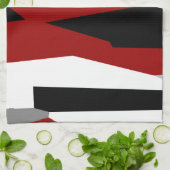 Linge De Cuisine Rouge noir et blanc abstrait (Plié)