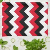 Linge De Cuisine Rouge Noir et Blanc Zigzag (Plié)