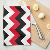 Linge De Cuisine Rouge Noir et Blanc Zigzag (Quart Plié)