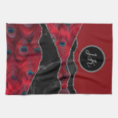 Linge De Cuisine Rouge noir Paon marbre verre d'agate (Horizontal)