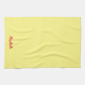 Linge De Cuisine Rouge Nom manuscrit clair jaune uni couleur (Horizontal)