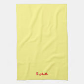 Linge De Cuisine Rouge Nom manuscrit clair jaune uni couleur (Vertical)