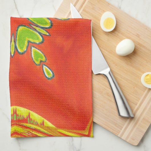 Linge De Cuisine Rouge or vert Mandala Art Imprimer (Quart Plié)