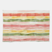 Linge De Cuisine Rouge orangé jaune vert rayures (Horizontal)