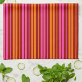 Linge De Cuisine Rouge Orange Rose Design à rayures verticales (Plié)
