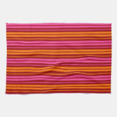 Linge De Cuisine Rouge Orange Rose Design à rayures verticales (Horizontal)