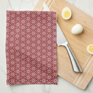 Linge De Cuisine Rouge Oriental Shinshu Asanoha Modèle Japonais