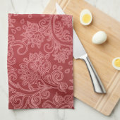 Linge De Cuisine Rouge Paisley Damask Designer Floral Classic (Quart Plié)