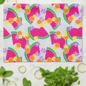 Linge De Cuisine Rouge pastèque Lémons jaunes Tropical (Plié)