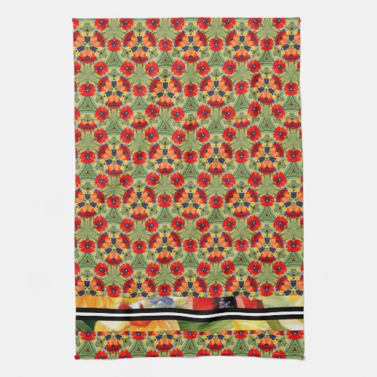 Linge De Cuisine Rouge pavot partout mixer n match dessin peint (Vertical)