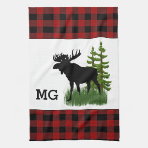 Linge De Cuisine Rouge rustique et plaid de buffle noir Cerf