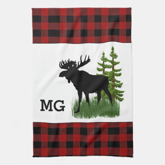 Linge De Cuisine Rouge rustique et plaid de buffle noir Cerf (Vertical)