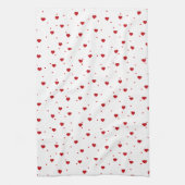 Linge De Cuisine Rouge sur Blanc Valentines Coeurs Motif (Vertical)