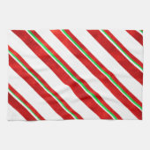 Linge De Cuisine Rouge Vert blanc Aquarelle Sucre de canne rayures (Horizontal)