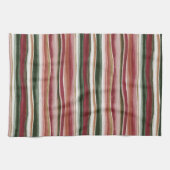 Linge De Cuisine Rouge Vert Blush Rayures Blanches  (Horizontal)