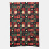 Linge De Cuisine Rouge Vert Carreaux Cœurs Noël Fêtes (Vertical)