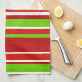 Linge De Cuisine Rouge vert et blanc (Quart Plié)