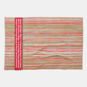 Linge De Cuisine Rouge, vert et blanc Rayures Monogram Kitchen Tow (Horizontal)