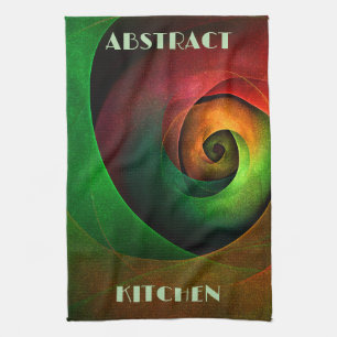 Linge De Cuisine Rouge Vert Floral Moderne Art Abstrait Motif #21