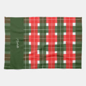 Linge De Cuisine Rouge Vert moderne Tartan Motif de Noël (Horizontal)