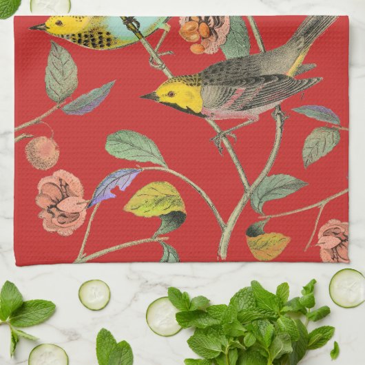 Linge De Cuisine Rouge vintage (Plié)