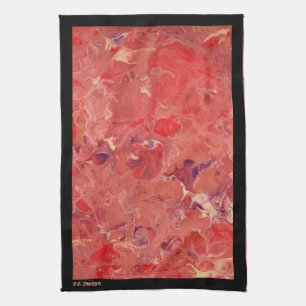 Linge De Cuisine Rouge violet blanc Abstrait noir acrylique