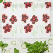 Linge De Cuisine Rouges florales (Plié)