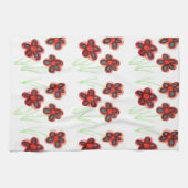 Linge De Cuisine Rouges florales (Horizontal)