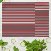 Linge De Cuisine Rouges, Gris, Noirs, Rayures Blanches (Plié)