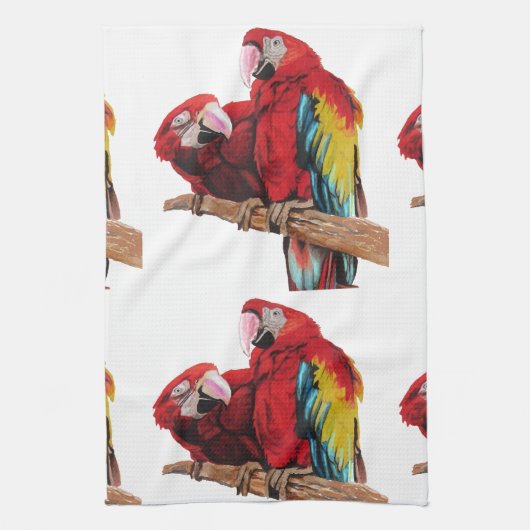 Linge De Cuisine Rouges Macaw Parrots Macaws Aquarelle cuisine (Vertical)