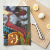 Linge De Cuisine Rough Collie Chiens Citrouille Halloween Funny (Quart Plié)
