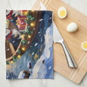 Linge De Cuisine Rough Collie Christmas Boat Holiday (Quart Plié)