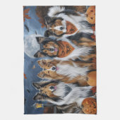 Linge De Cuisine Rough Collie Halloween Éffrayant (Vertical)