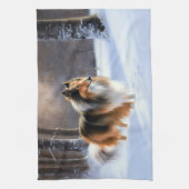 Linge De Cuisine Rough Collie Laisser Neige Noël (Vertical)