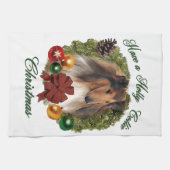 Linge De Cuisine Rough Collie Noël (Horizontal)
