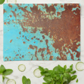 Linge De Cuisine rouille grunge bleue de plaque métallique rouillée (Plié)