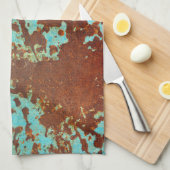 Linge De Cuisine rouille grunge bleue de plaque métallique rouillée (Quart Plié)