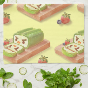 Linge De Cuisine Roulé au matcha : Cake Art au thé vert Iron T
