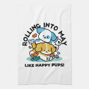 Linge De Cuisine Rouler En Mai Comme De Joyeux Pups - Mignonne Chie