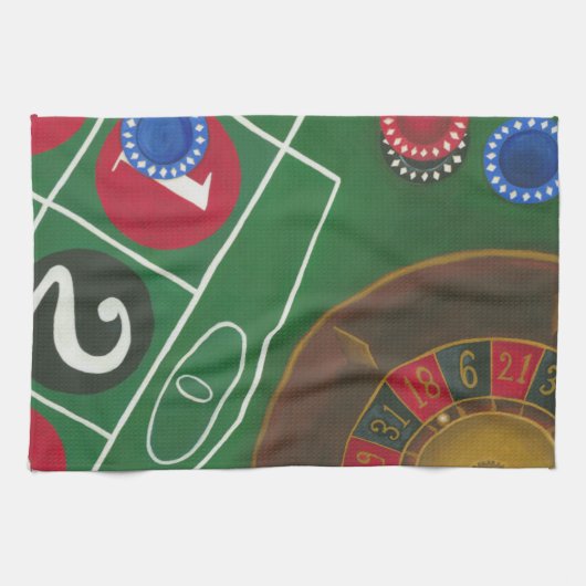 Linge De Cuisine Roulette Table avec puces et roue (Horizontal)