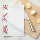 Linge De Cuisine roumain motif folklorique symbole pays costume pop (Quart Plié)